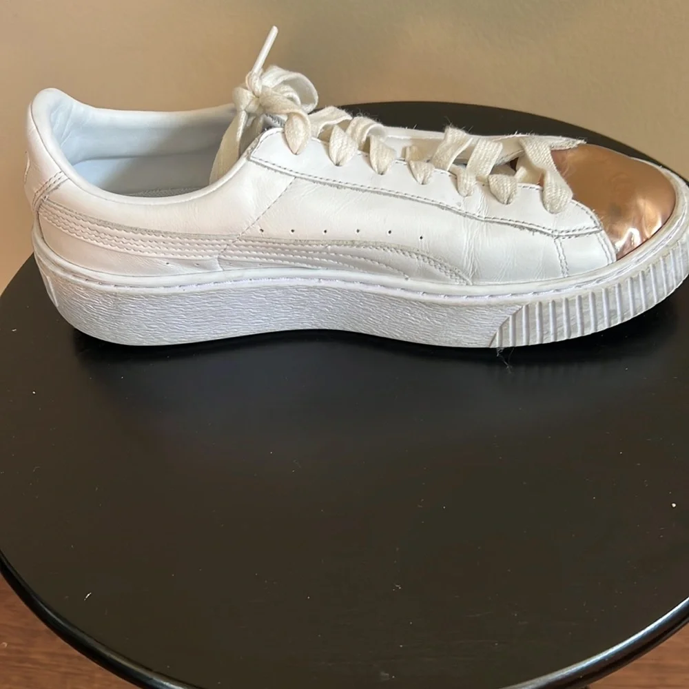 Puma Leather Shoes with Rose Gold Metallic Toe